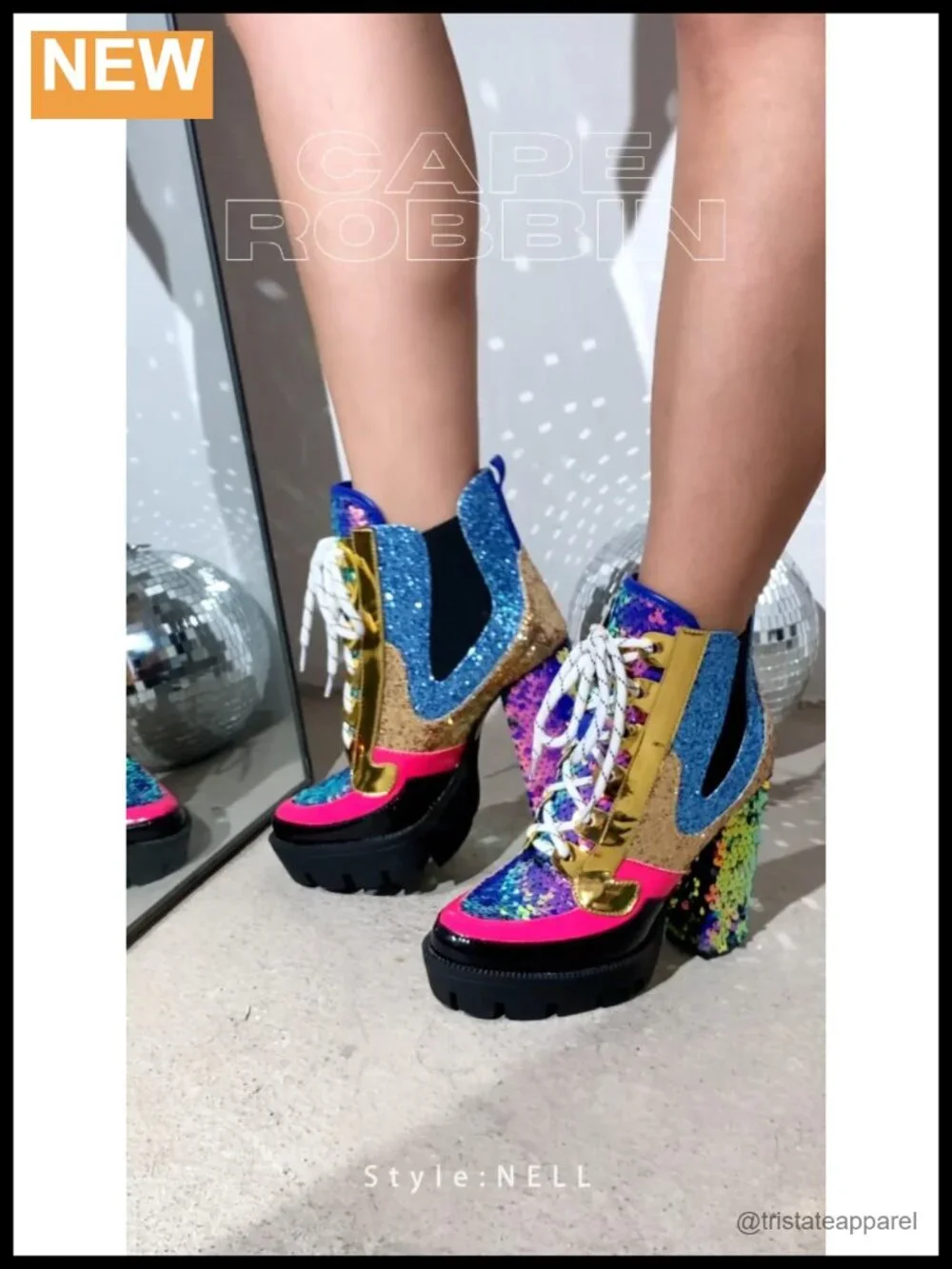 Glitter Rhinestone Cowboy Booties - Women's Pointed Toe Lace-Up Block Heel